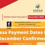 Sassa Payment Dates for December Confirmed